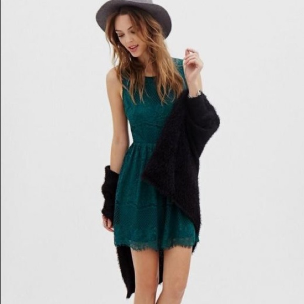 Teal Forest Elf Green Lace Dress